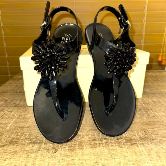 Coach Black Hilda Jelly Sandals - Picture 1 of 9